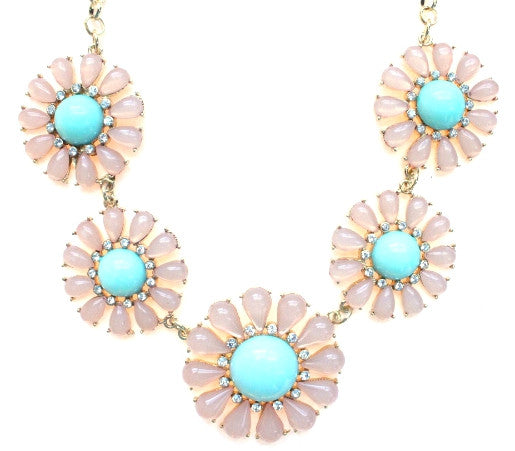 Crystal Daisy Statement Necklace- Pink  Mint Supply