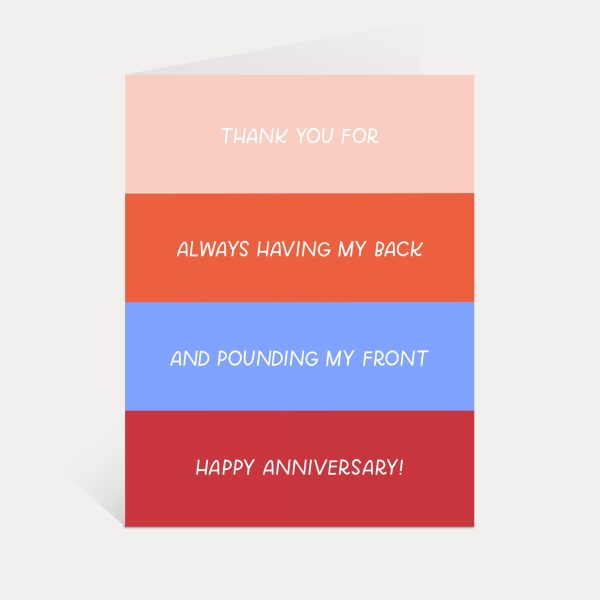 Having My Back & Pounding My Front Anniversary Card Online