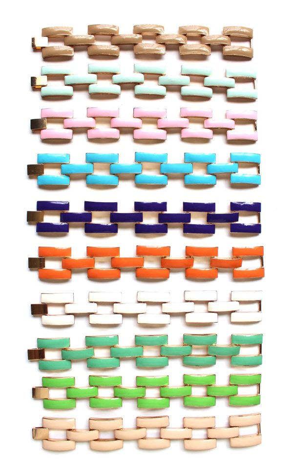 Square Enamel Link Bracelets- 10 Color Options Online