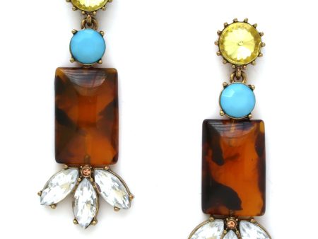 Tortoise & Turquoise Crystal Stone Earrings Online Hot Sale