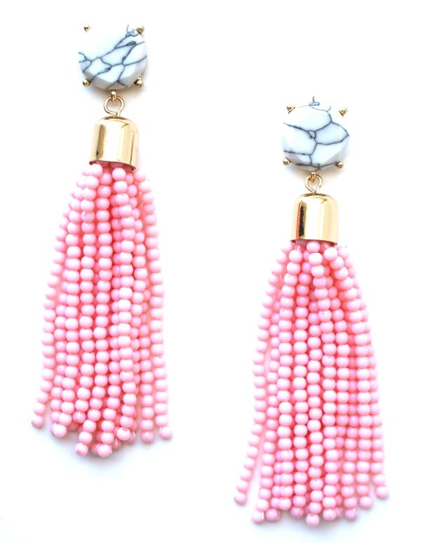 Sweet Treat Tassel Earrings- Pale Pink on Sale