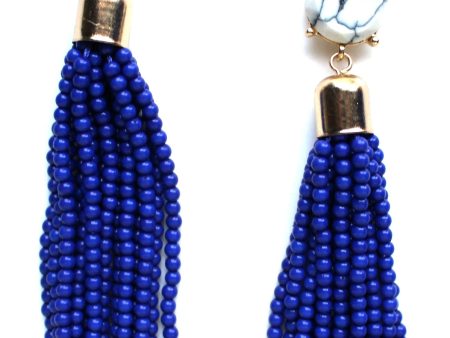 Sweet Treat Tassel Earrings- Navy Blue Online Sale