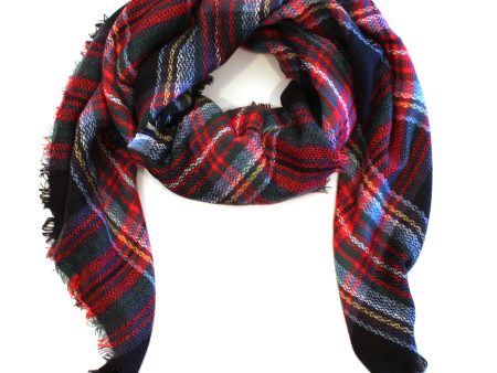 Mad For Plaid Blanket Scarf- Black  Red Multi For Cheap