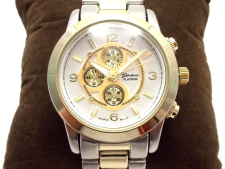 Metal Geneva Platinum Watch- Two Tone For Discount