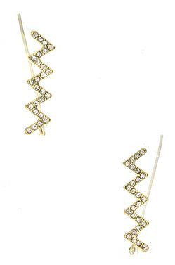 Zig & Zag Pavé Ear Crawlers- Gold For Sale