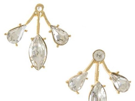 Triple Crystal Stone Ear Jackets- Gold For Cheap