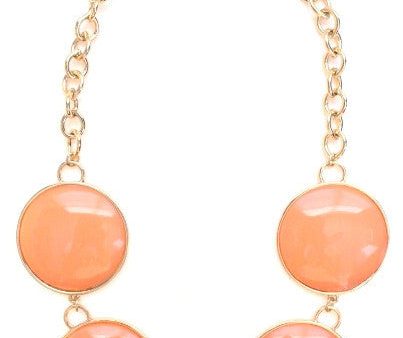 Round Enamel Statement Necklace- Peach Fashion