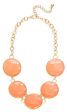 Round Enamel Statement Necklace- Peach Fashion