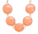 Round Enamel Statement Necklace- Peach Fashion