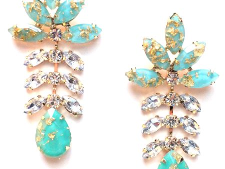 Gold Leaf Crystal Dangle Earrings-Mint Cheap