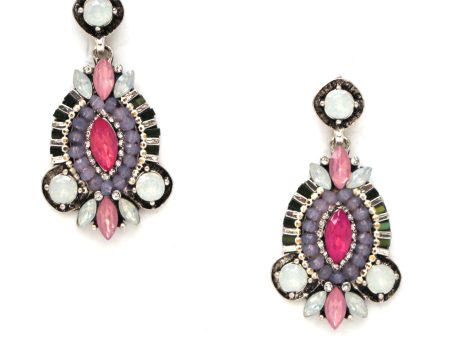 Pink Burst Stone Earrings Supply