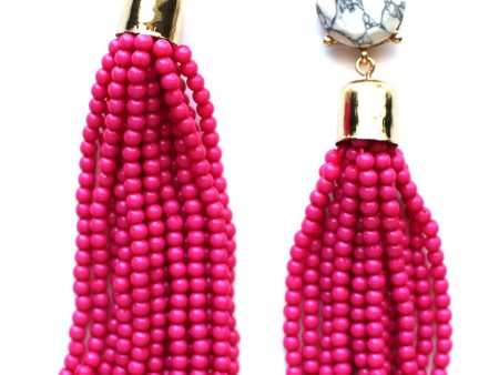 Sweet Treat Tassel Earrings- Hot Pink Online Sale