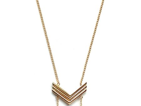 Triple Chevron Tassel Necklace Cheap