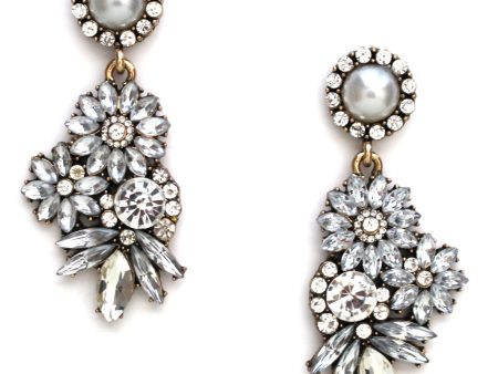 Pearl & Crystal Floral Motif Earrings Supply