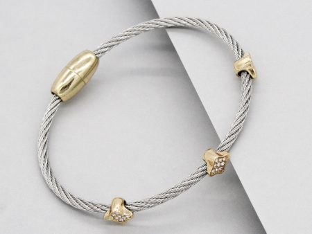 Stack It Up Wire Bangle Bracelet- Pavé Clover Leaf on Sale