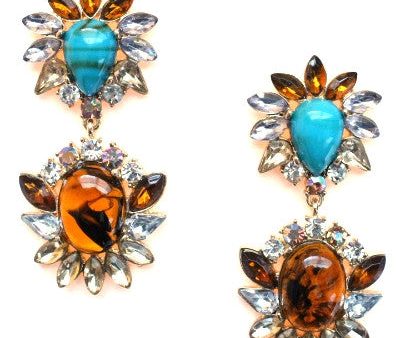 Tortoise & Turquoise Crystal Luxe Earrings Discount