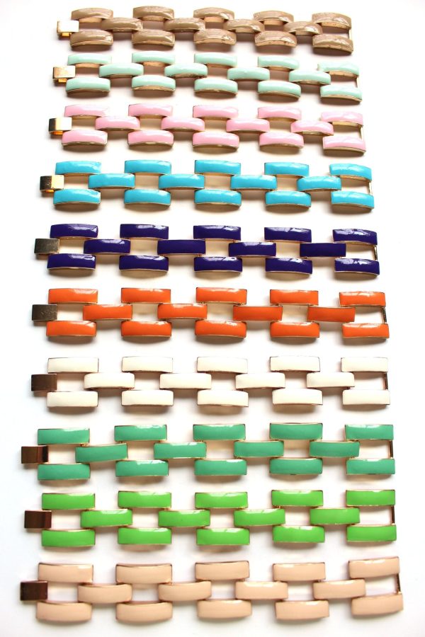 Square Enamel Link Bracelets- 10 Color Options Online