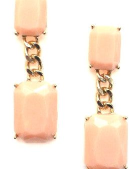 Square Chain Drop Earrings- Peach on Sale