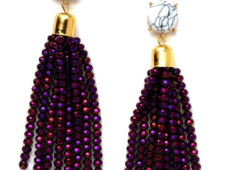 Sweet Treat Jeweled Tassel Earrings- Purple Multi Sale