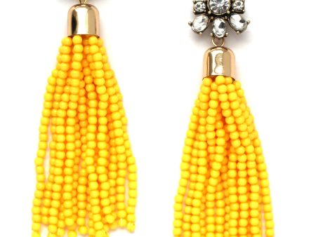 Sweet Treat Beaded Tassel Earrings- Yellow Hot on Sale