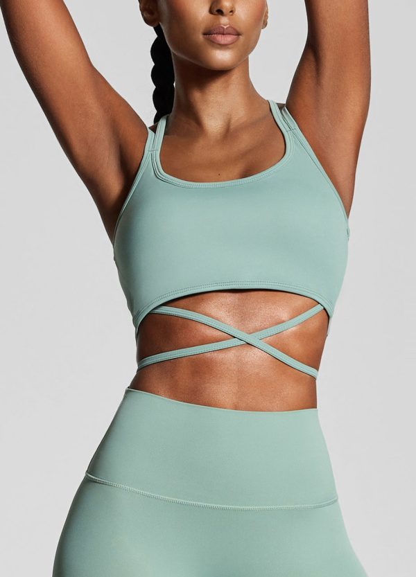 Fresh Green Strappy Front Top Fashion