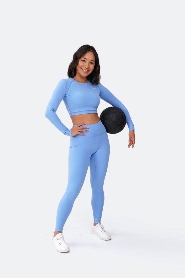 Bubble Blue Cropped Long Sleeve Hot on Sale