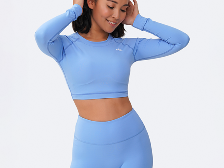 Bubble Blue Cropped Long Sleeve Hot on Sale